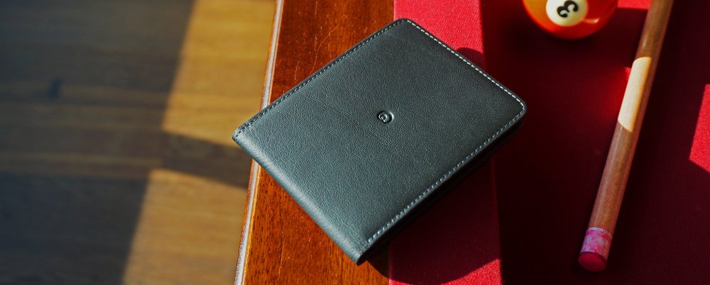 Slim leather wallet black slideshow