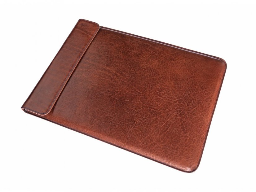Leather MacBook and iPad case dark brown