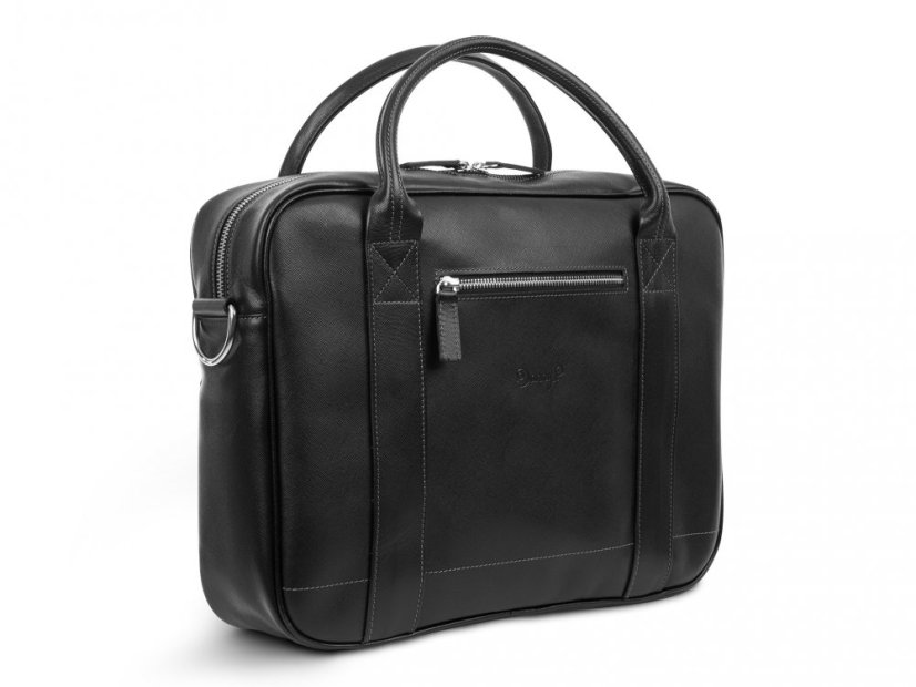 Luxury leather laptop bag - Saffiano black