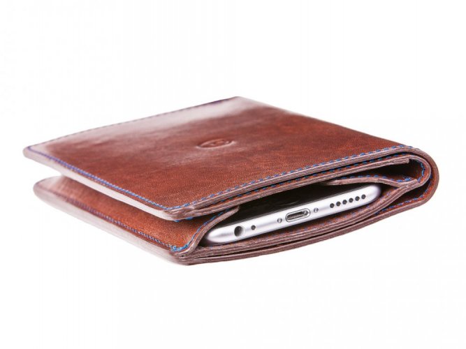 Leather wallet with iPhone 6/6s/7/8 case dark brown