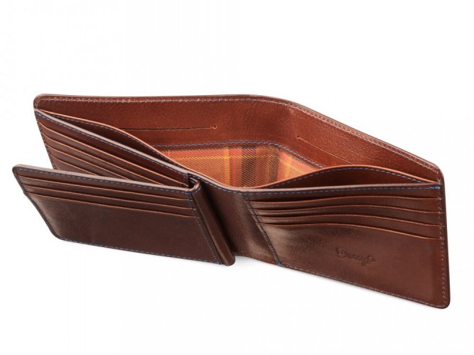 Leather wallet and two compartments for banknotes - dark brown