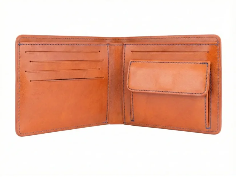 Leather coin wallet brown