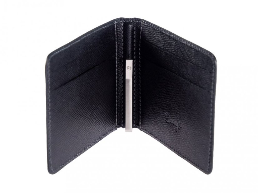 Leather money clip wallet Saffiano black
