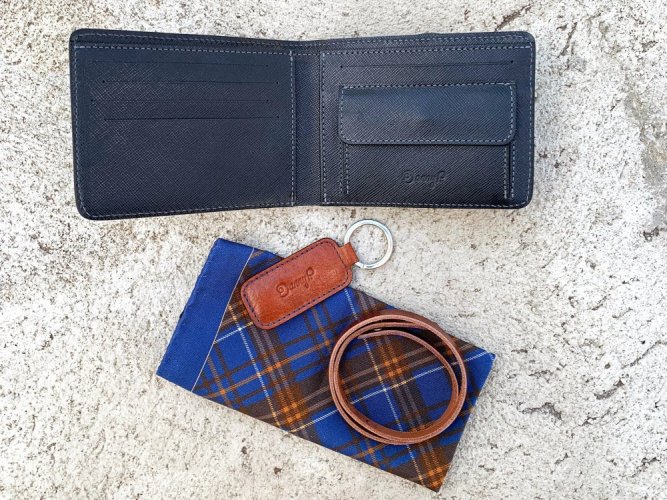 Men leather wallet - Saffiano leather black