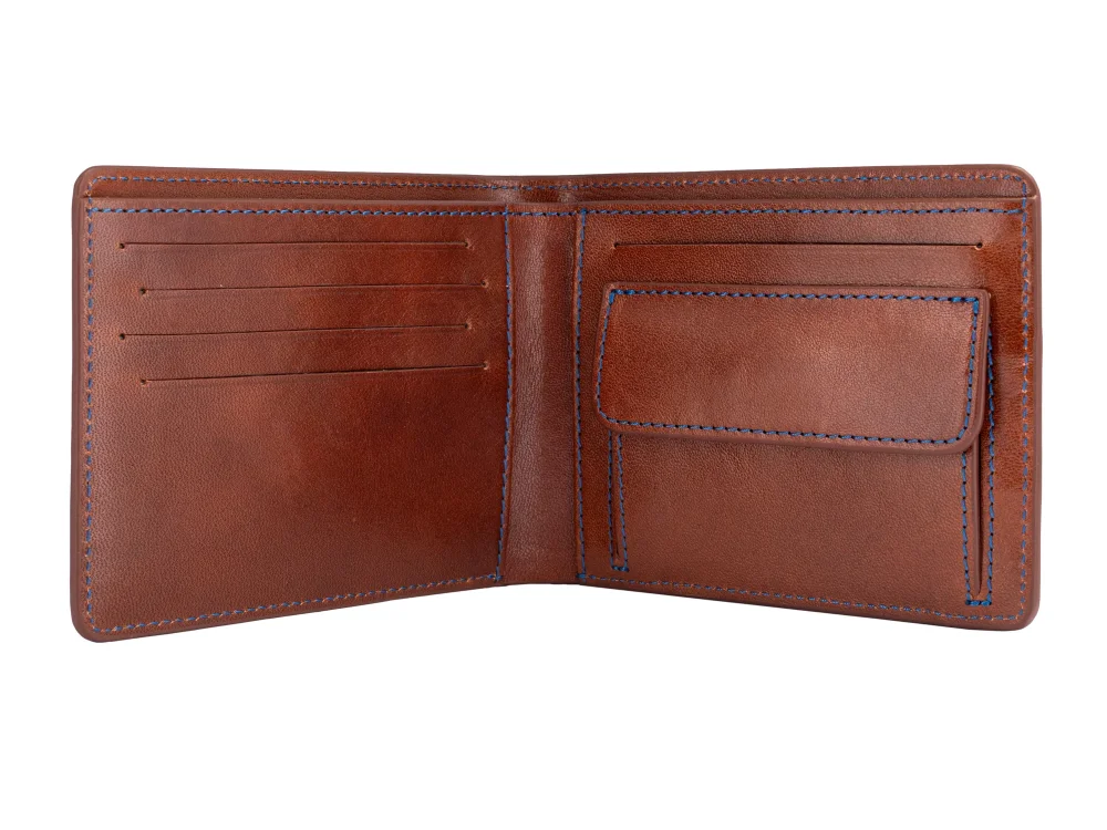 Leather coin wallet dark brown - handmade in Czech Rep