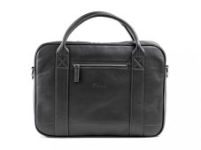 Leather messenger bag black handmade