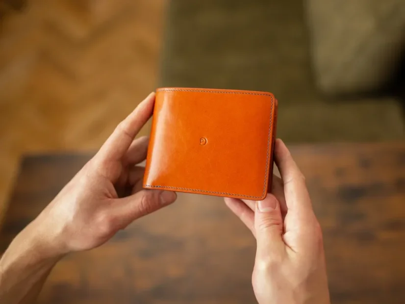 Leather business coin wallet - brown