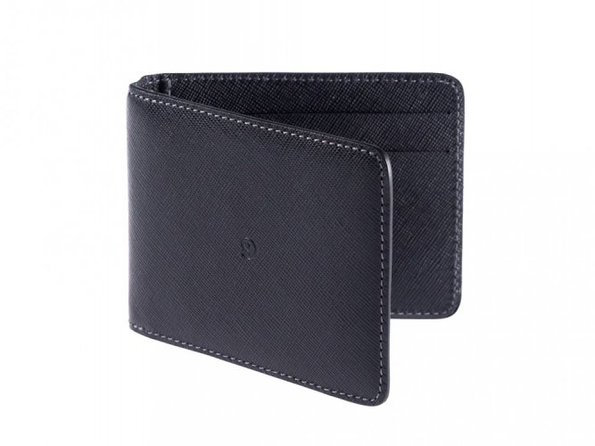 Leather money clip wallet Saffiano black