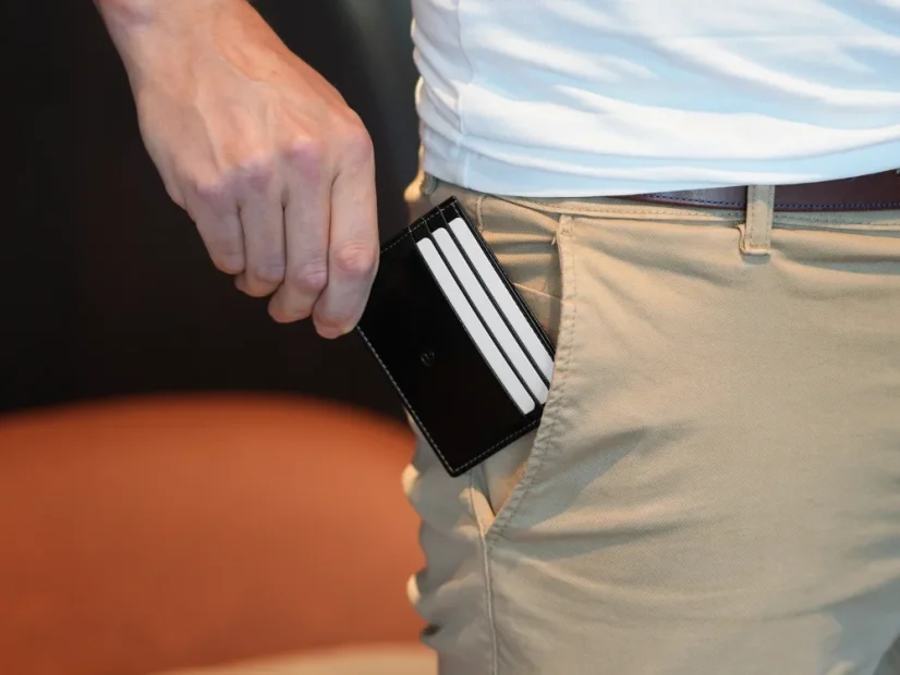 Leather card wallet Flip black