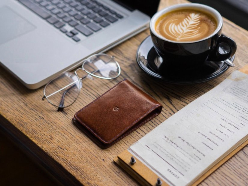 Pánská peněženka na karty a s klipem na bankovky - tmavě hnědá