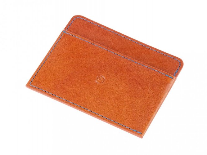 Leather card wallet brown