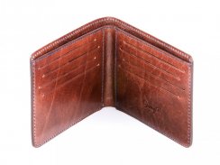 Slim leather wallet dark brown