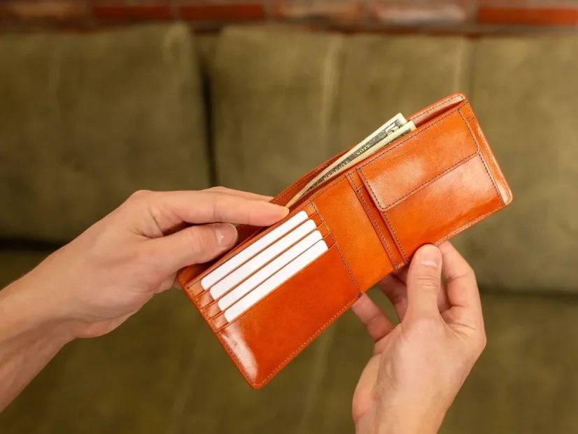 Leather business coin wallet - brown