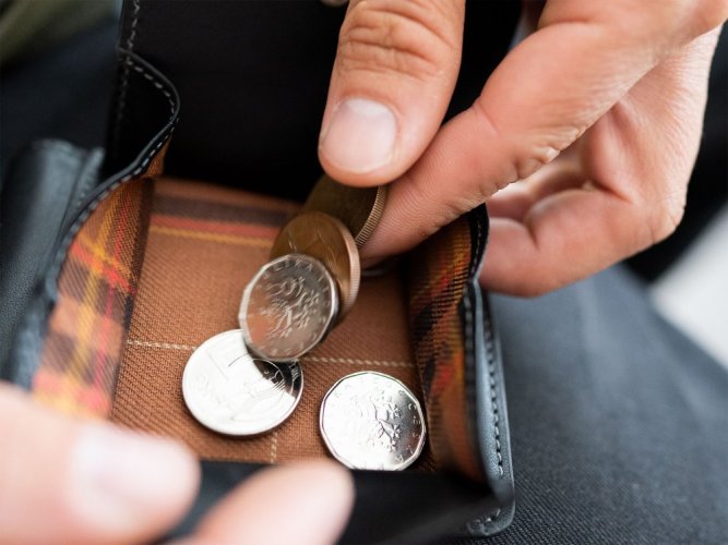 Leather money clip wallet with coins pocket - black