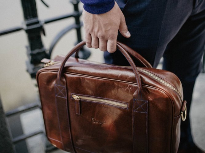 Leather working briefcase
