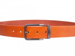 Brown leather belt with black buckle