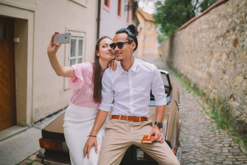 Kožený opasek s přezkou hnědá tan