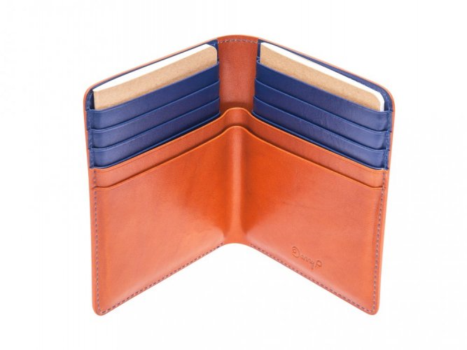 Leather passport wallet brown blue