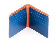 Slim kožená peněženka - hnědá/modrá