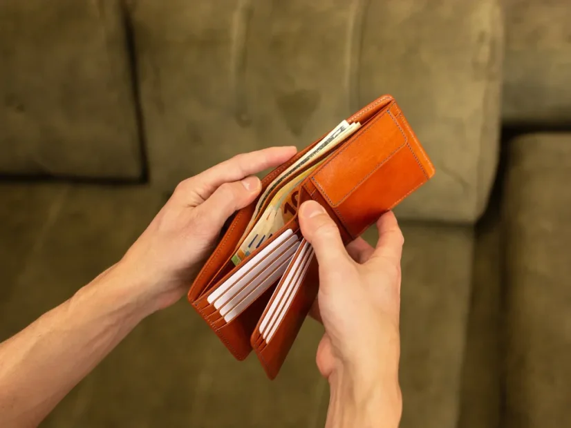 Leather business coin wallet - brown