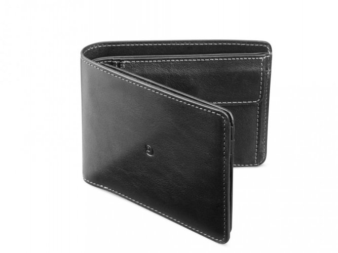 Leather business coin wallet - black