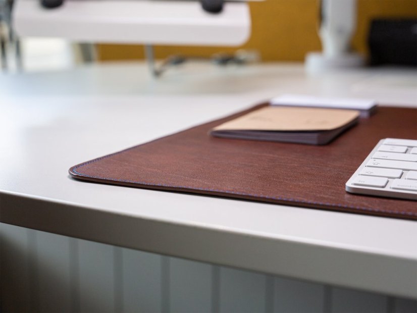 Leather desk pad dark brown