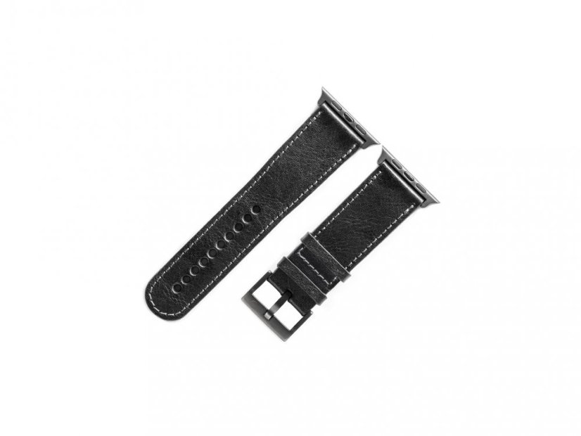 Kožený řemínek Apple Watch - vesmírně šedý hliník