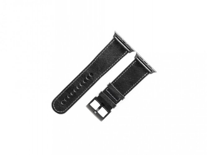 Kožený řemínek na Apple Watch černá - Kování Apple Watch: Vesmírně šedý hliník