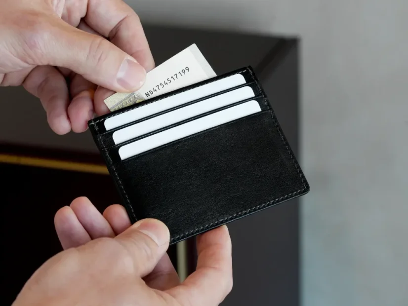Leather card wallet Flip black