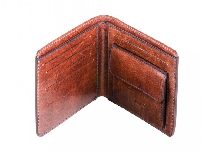 Men leather coin wallet dark brown