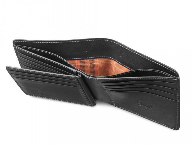 Leather wallet and two compartments for banknotes - black