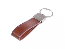 Kožená klíčenka přívěšek | tmavě hnědá - stříbrná