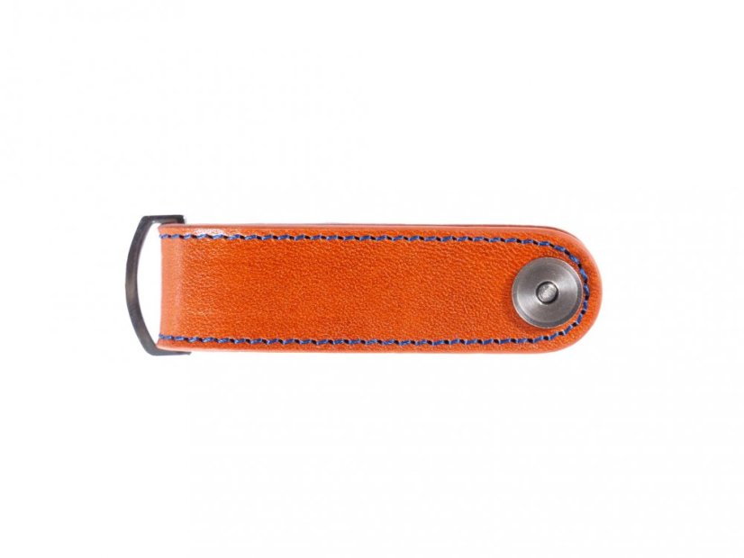 Compact leather keychain brown