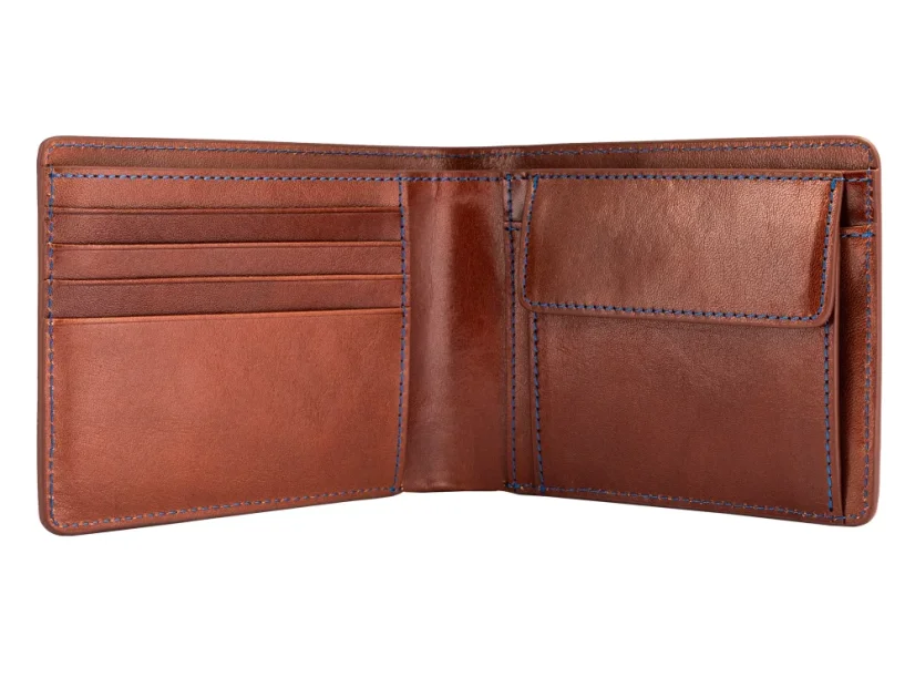 Leather business coin wallet - dark brown