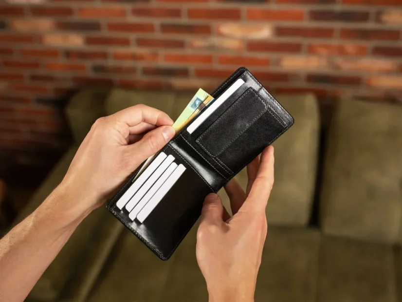 Leather coin wallet black