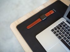 Pad from leather on working table black Pad from leather on working table black