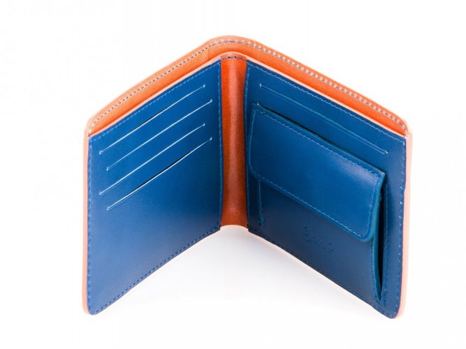 Men leather coin wallet brown blue