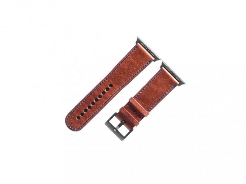 Kožený řemínek Apple Watch tmavě hnědá - vesmírně šedý hliník