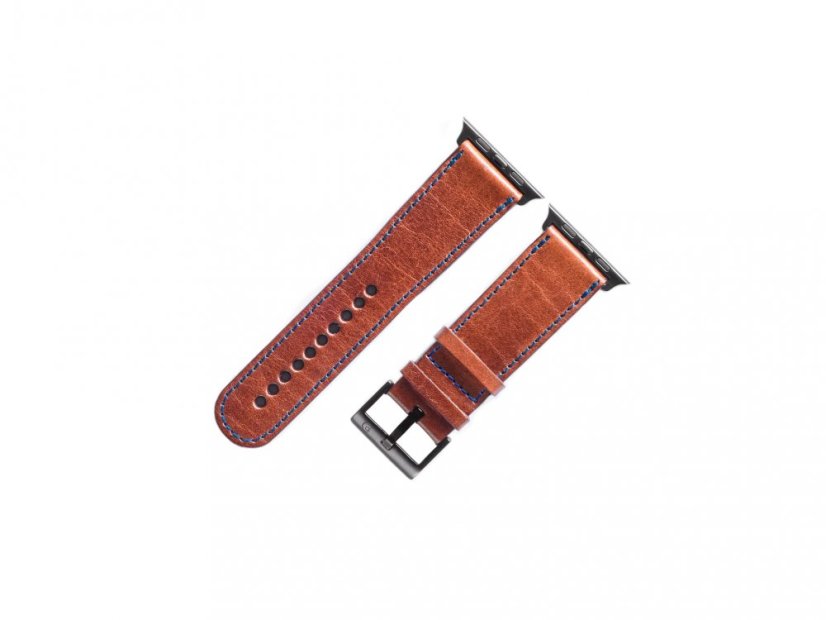 Kožený řemínek Apple Watch tmavě hnědá - vesmírně černá ocel