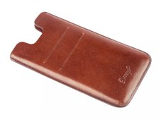 Kožený obal na iPhone 11 Pro Max na karty - tmavě hnědá