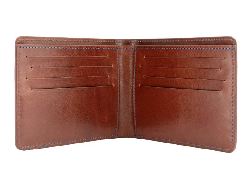 Leather slim wallet dark brown