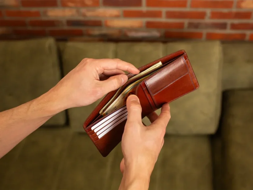 Leather business coin wallet - dark brown