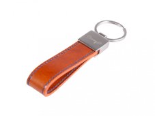 Kožená klíčenka přívěšek | hnědá - stříbrná