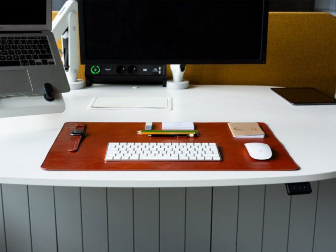 Leather desk pad brown