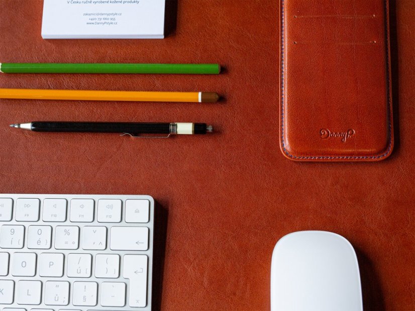 Leather desk pad brown