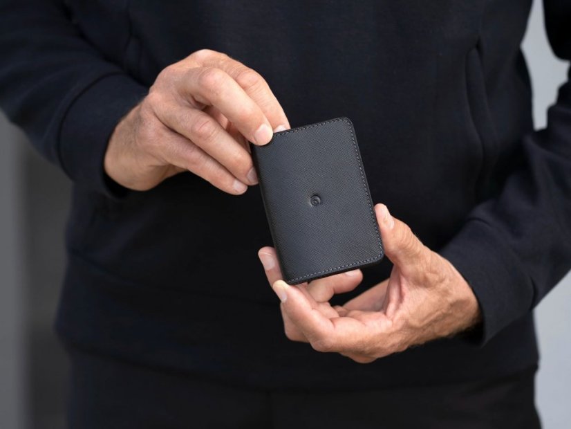 Kožené pouzdro na vizitky a karty - Saffiano černá