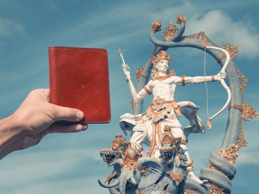 Cestovní peněženka na pas hnědo modrá