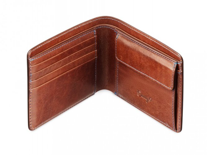 Elegant leather business wallet for coins and cards - dark brown