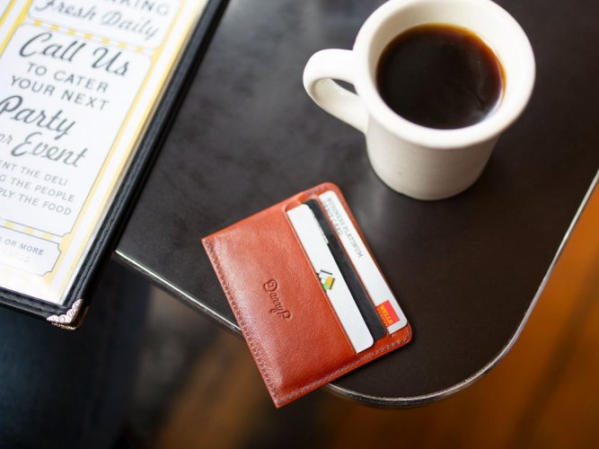 Pánská mini peněženka na karty hnědá