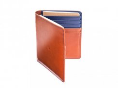 Leather passport wallet brown/blue
